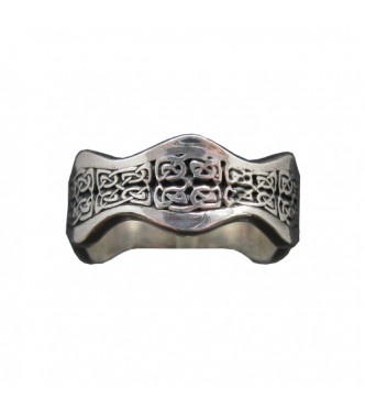 R002088 Sterling Silver Ring Celtic Wave Band Solid Genuine Hallmarked 925